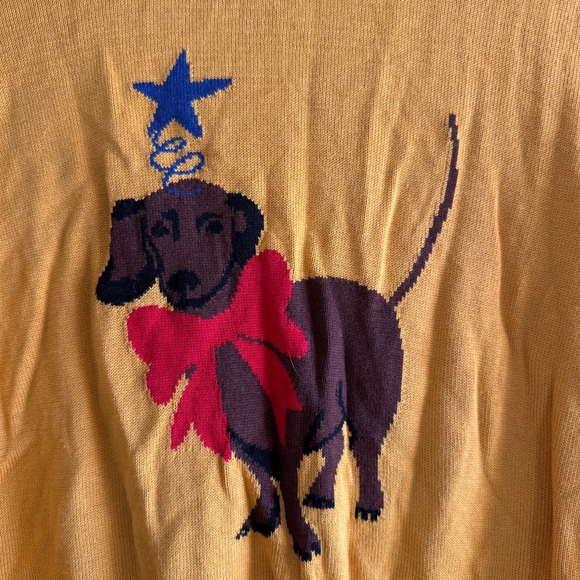 Modcloth Yellow Dachshund Weiner Dog Pullover Crewneck Sweater Size Large - Picture 3 of 6